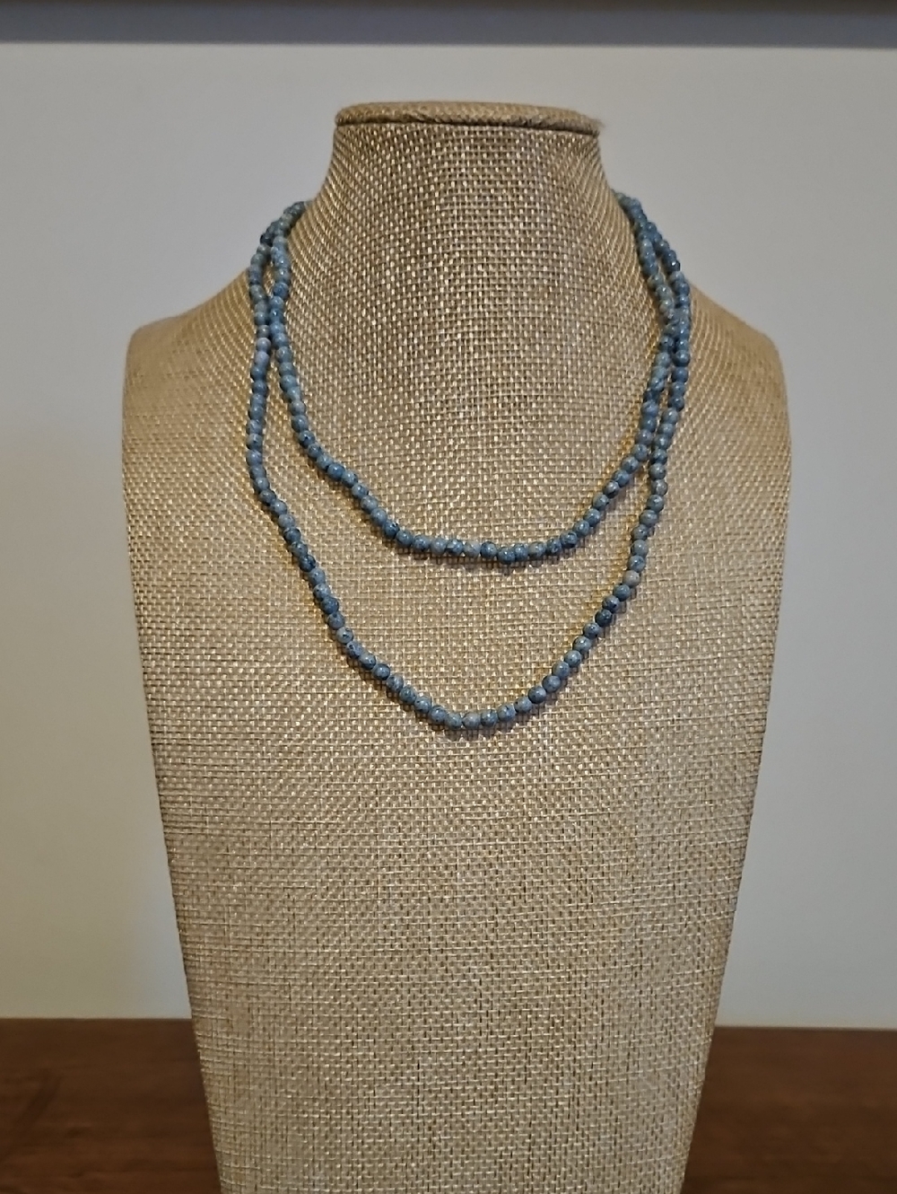 Blue Beaded Single Strand Necklace